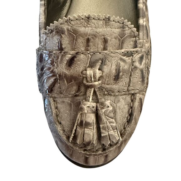 Talbots lizard leather tassel loafers 1" heels black rubber soles womens size 6B - Picture 8 of 10